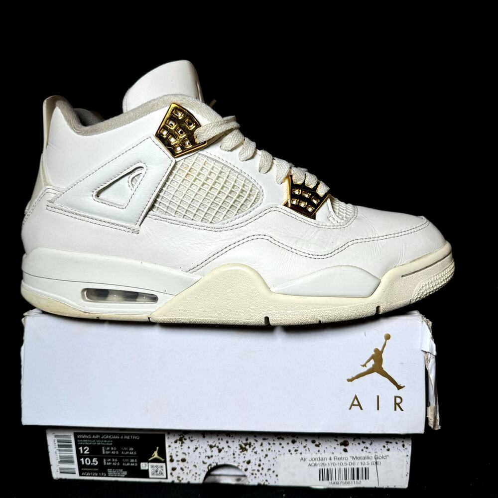 Size 12 - Wmns Nike Air Jordan 4 Retro Metallic Gold Women's Shoes